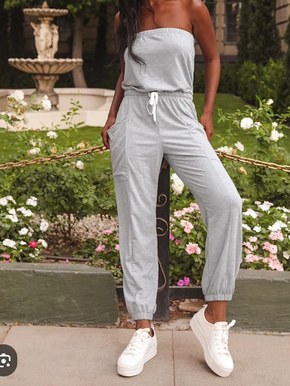 Victoria's Secret Dark Charcoal Strapless Jumpsuit - M